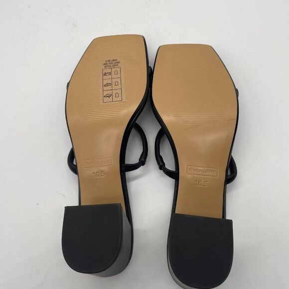 Everlane The Double Strap Heel Women 10.5 Black Slip On Leather Square Toe Block - Picture 9 of 11